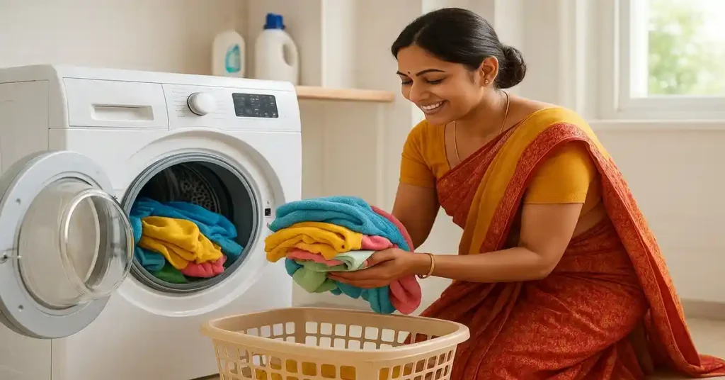 Unload and Maintain cloths from washing machine (Ai-generated)