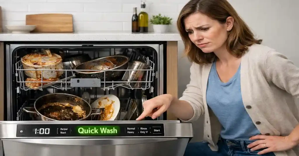 Not using the proper dishwasher cycle
